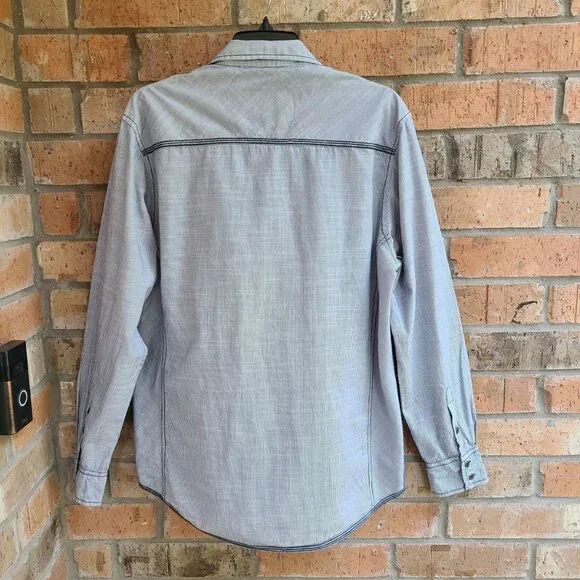 BKE Mens Shirt Size L Striped Standard Fit Long Sleeves Western 100% Cotton - Picture 3 of 11